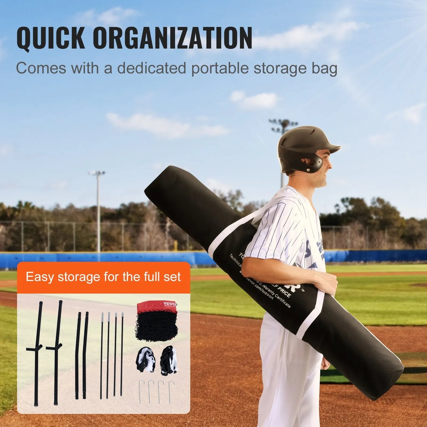 7x7 ft Baseball Softball Practice Net, Portable Baseball Training Net for Hitting Batting Catching Pitching, Backstop Baseball Equipment with Bow Frame, Carry Bag, Strike Zone, Ball, Batting Tee