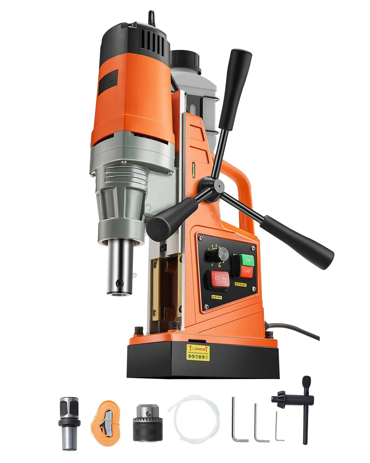 Magnetic Drill, 1550W Motor 2 in Boring Diameter, 2922 lbf Portable Electric Mag Drill Press, 0-500 RPM Variable Speed, Drilling Machine for Metal Surface, Industrial and Home Improvement