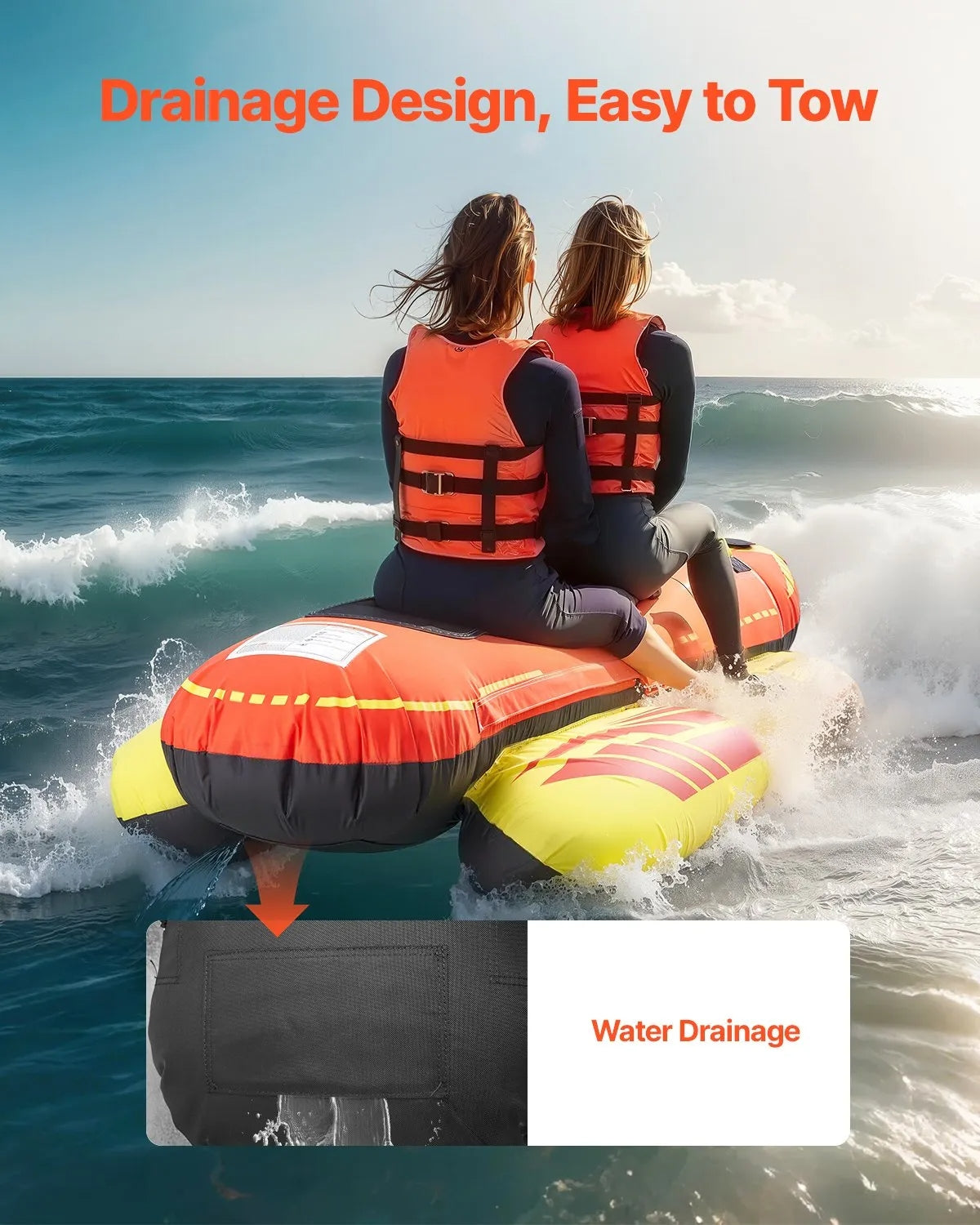 Towable Tubes for Boating, 1-3 Riders Inflatable Boat Tubes and Towables, 510lbs Capacity Hot Dog Water Sport Tube for Boat to Pull - with Full Nylon Cover, Padded Handles & Speed Safety Valve