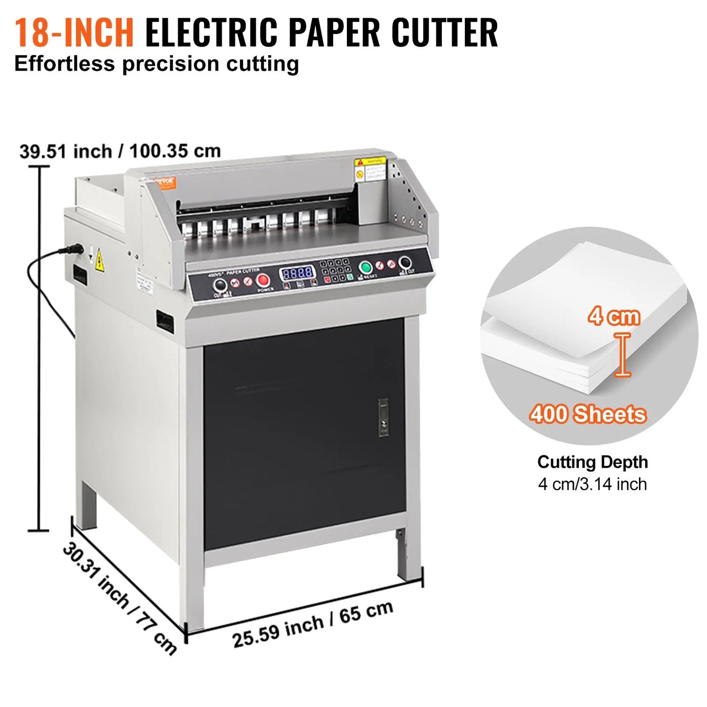 18" 450mm Paper Cutter Cutting Machine Office Electric Heavy Duty