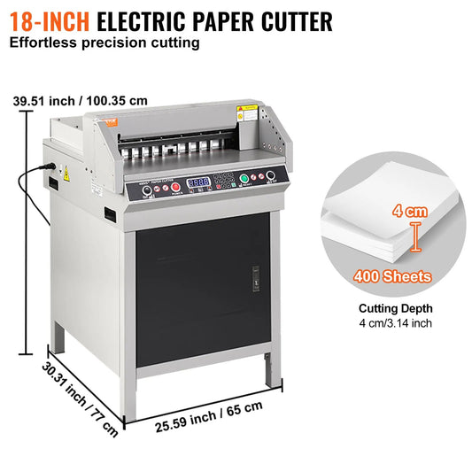 18" 450mm Paper Cutter Cutting Machine Office Electric Heavy Duty