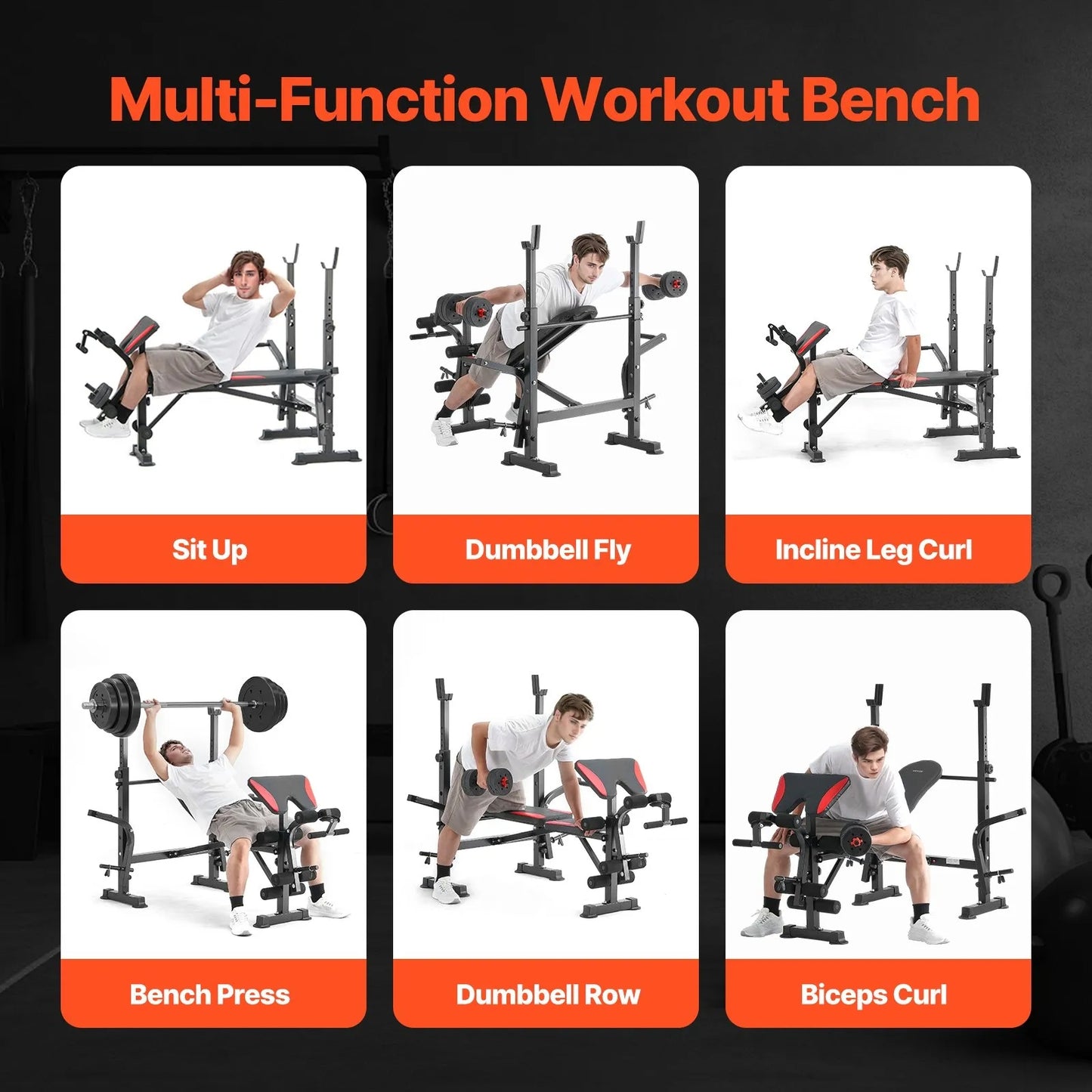 Weight Bench, Multi-Functional Adjustable Weight Bench Press for Full Body Workout, 660lbs Exercise Sit up Bench for Home Gym Strength Training, Flat Bench with Quick Folding & Fast Adjustment