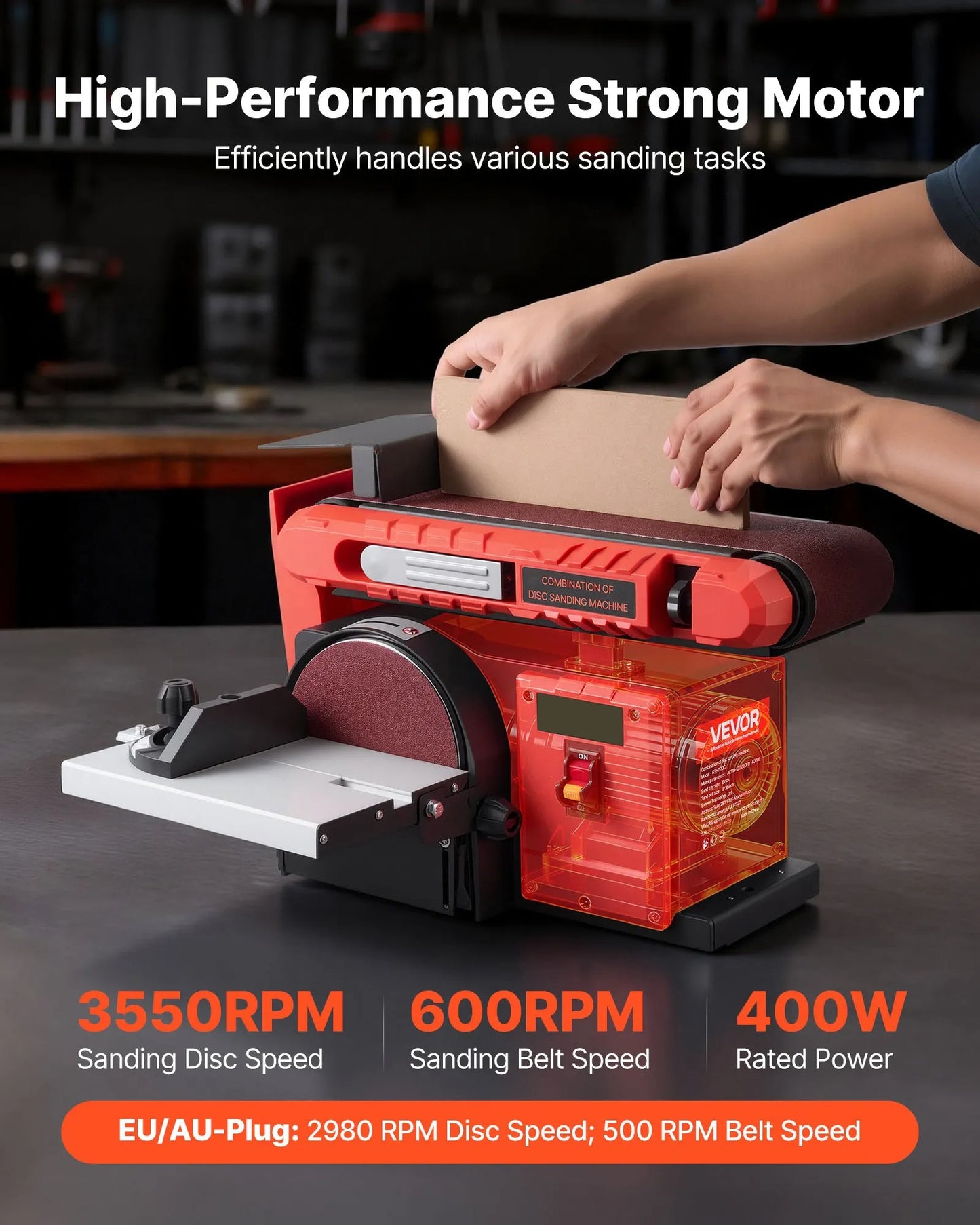 152.4mm Disc Sander & 101.6mm x 914.4mm Belt Sander, 400W Professional Belt Disc Sanders Combo with 0 - 45° Adjustable Worktable, Dust Collection Port for Woodworking & DIY Crafting