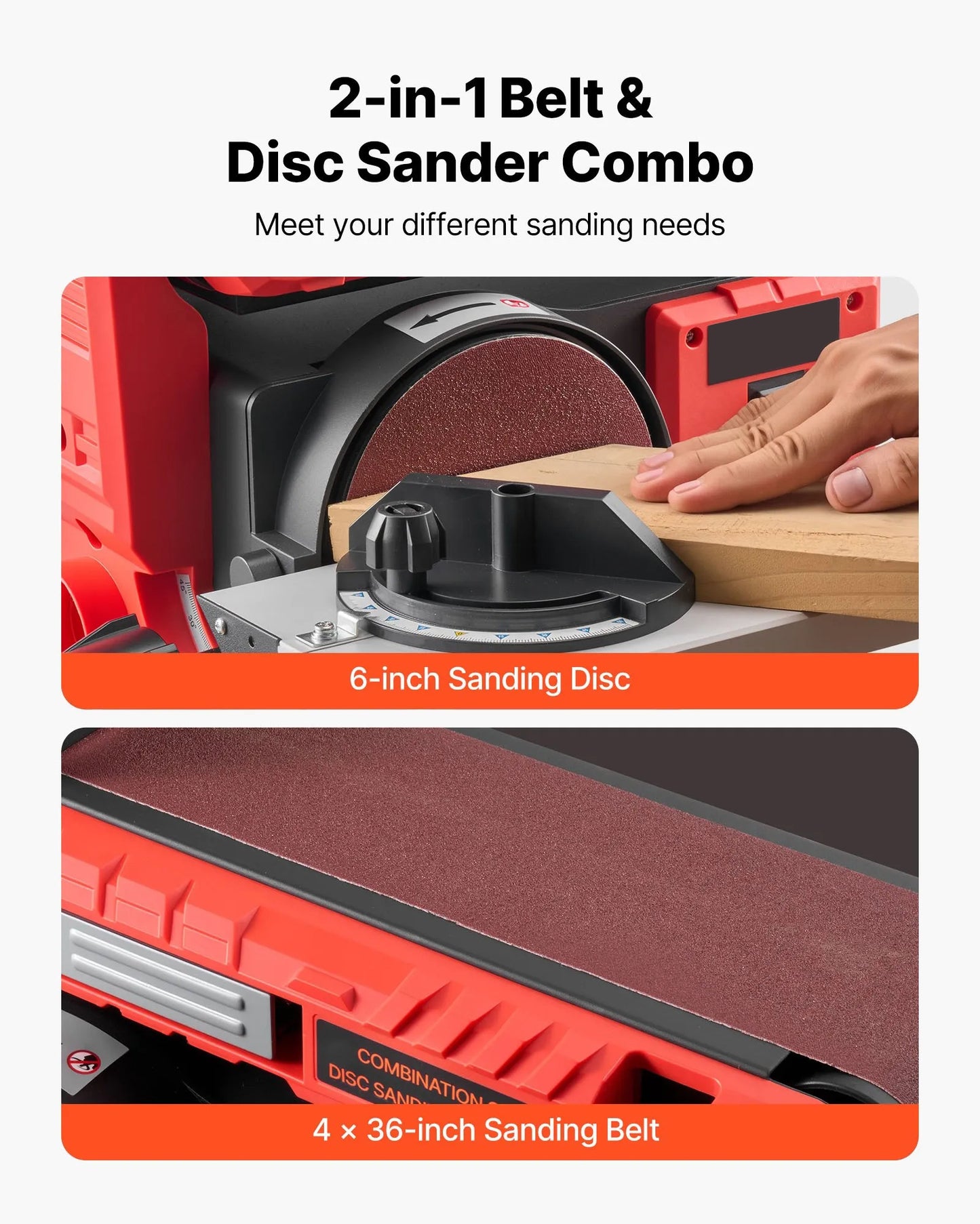 152.4mm Disc Sander & 101.6mm x 914.4mm Belt Sander, 400W Professional Belt Disc Sanders Combo with 0 - 45° Adjustable Worktable, Dust Collection Port for Woodworking & DIY Crafting