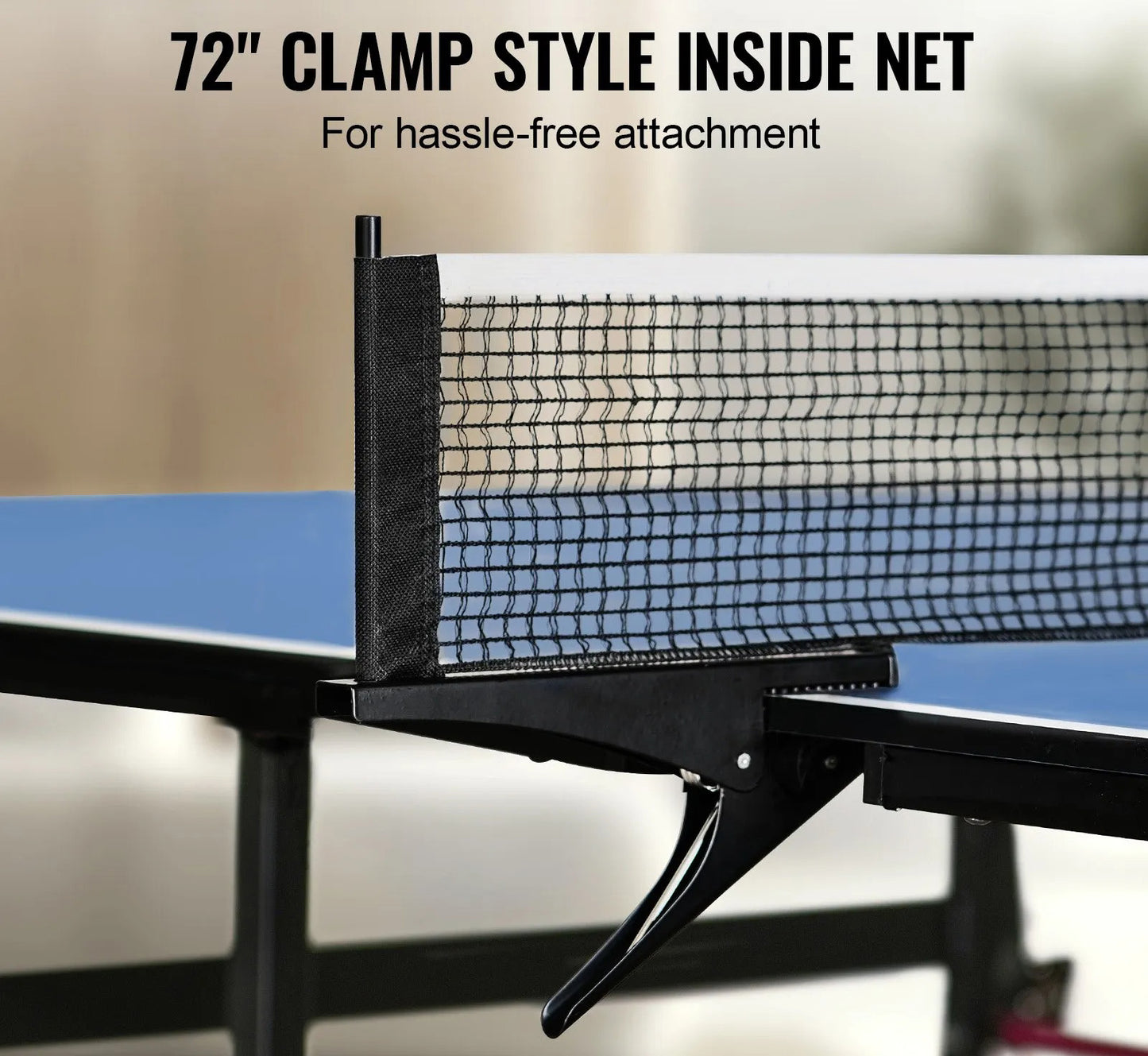 Ping Pong Table, Professional Table Tennis Game, Indoor MDF Portable Table Tennis Table, Foldable Ping Pong Table with Quick Clamp Net and Lockable Wheels, 10 Minute Easy Assembly, 12mm Tabletops