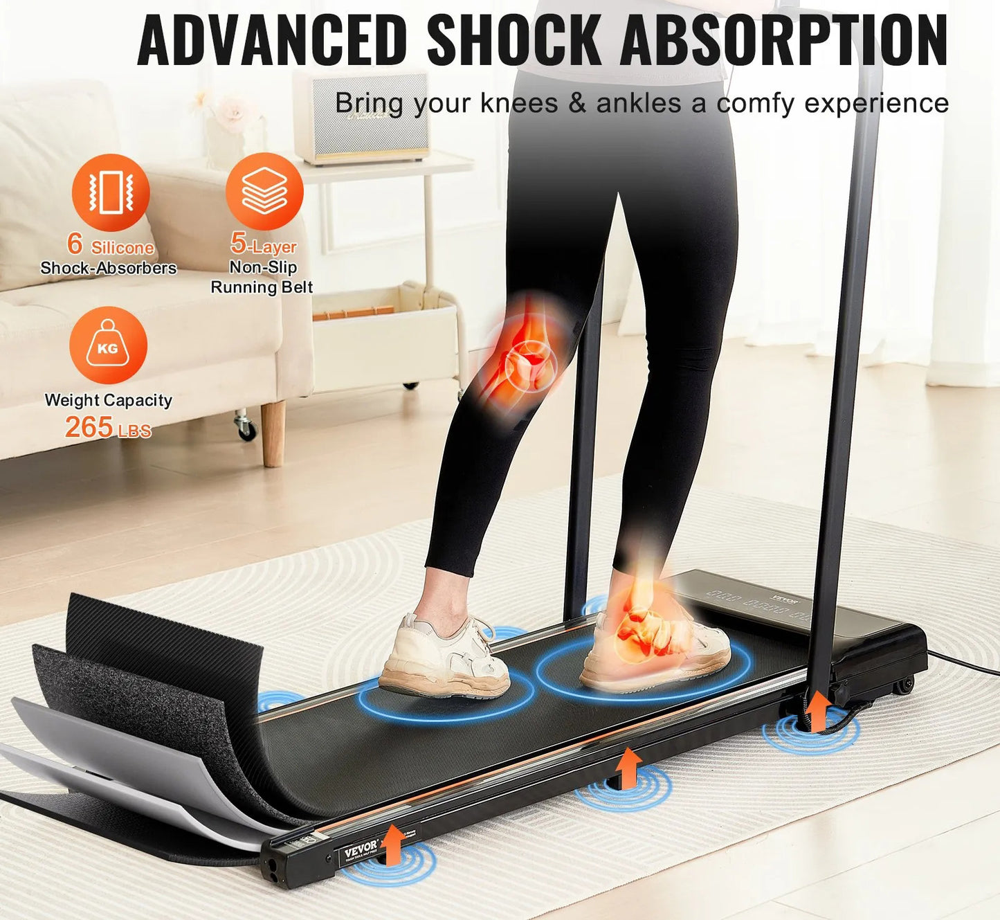 Walking Pad, Under Desk Treadmill for Home Office, Working Walking Running Machine, 265 Lbs Capacity Folding Treadmill, 2.5HP 2 in 1 Portable Pad with Handle Bar, Remote Control and LED Display