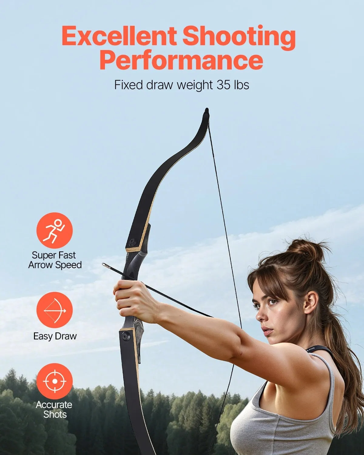 Recurve Bow and Arrows Kit, 60 inch Wooden Takedown Bows, Right Handed Ergonomic Archery Recurve Bow Package, Longbow for Outdoor Target Training Practice Hunting, Beginners to Advanced, 35 lbs