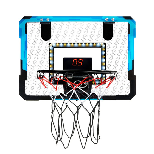 Kids Basketball Hoop, Mini Basketball Goal with Electronic Scoreboard, Over The Door Basketball Hoop with Scoring & Music Accompaniment Functions, LED Light, Indoor Basketball Hoop for Kids 3+