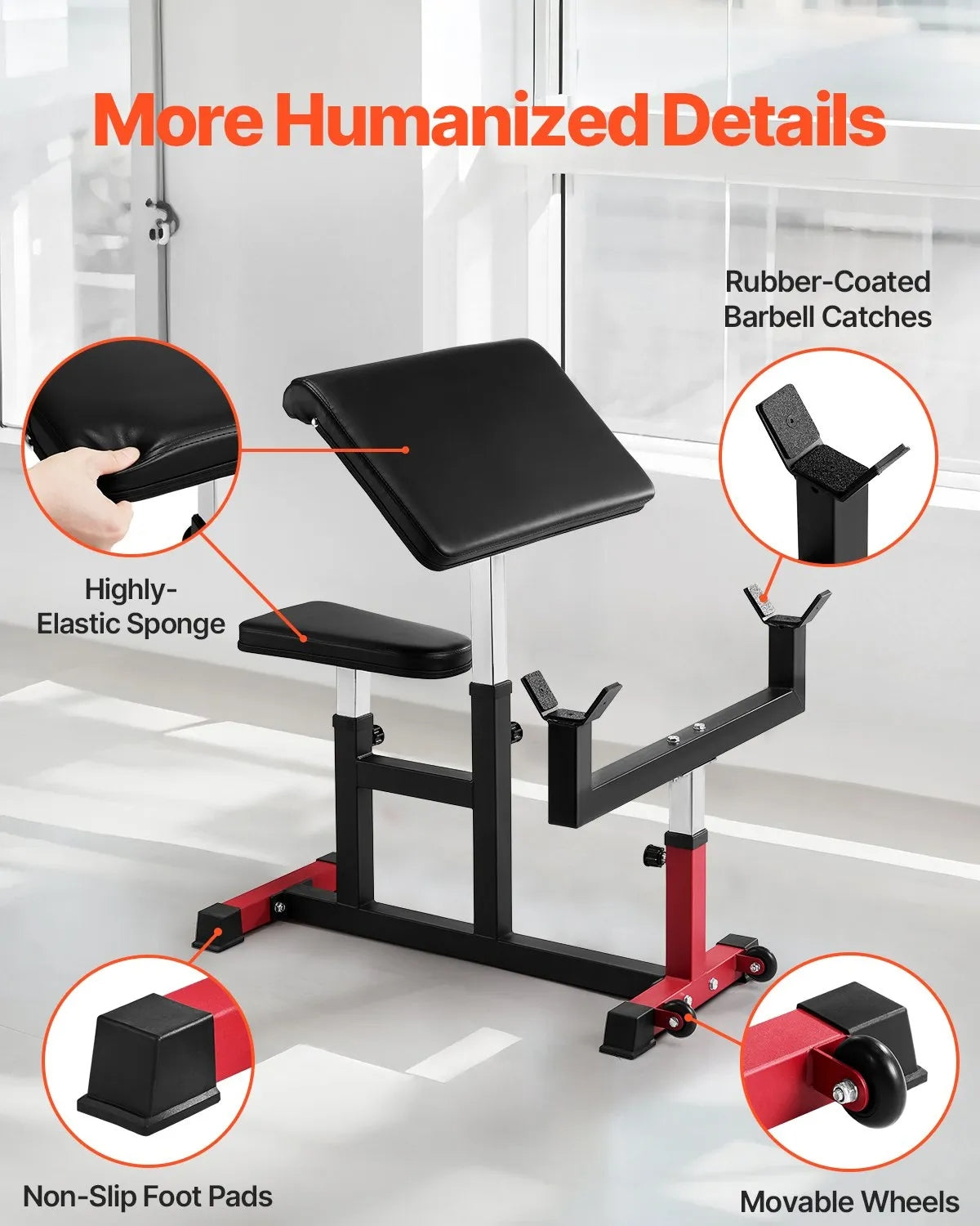 reacher Curl Bench, Strength Training Biceps Machine, Max load 440 LBS Home Gym Equipment, Seated Arm Isolated Barbell Dumbbell Bicep Station, Adjustable Weight Benches for Home Gym