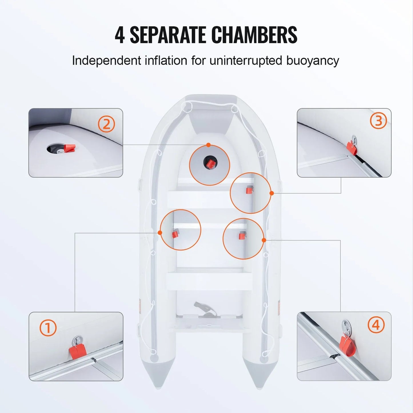 Inflatable Dinghy Boat, 6-Person Transom Sport Tender Boat, with Marine Wood Floor and Adjustable Aluminum Bench, 1500 lbs Inflatable Fishing Boat Raft, Aluminum Oars, Air Pump, and Carry Bag