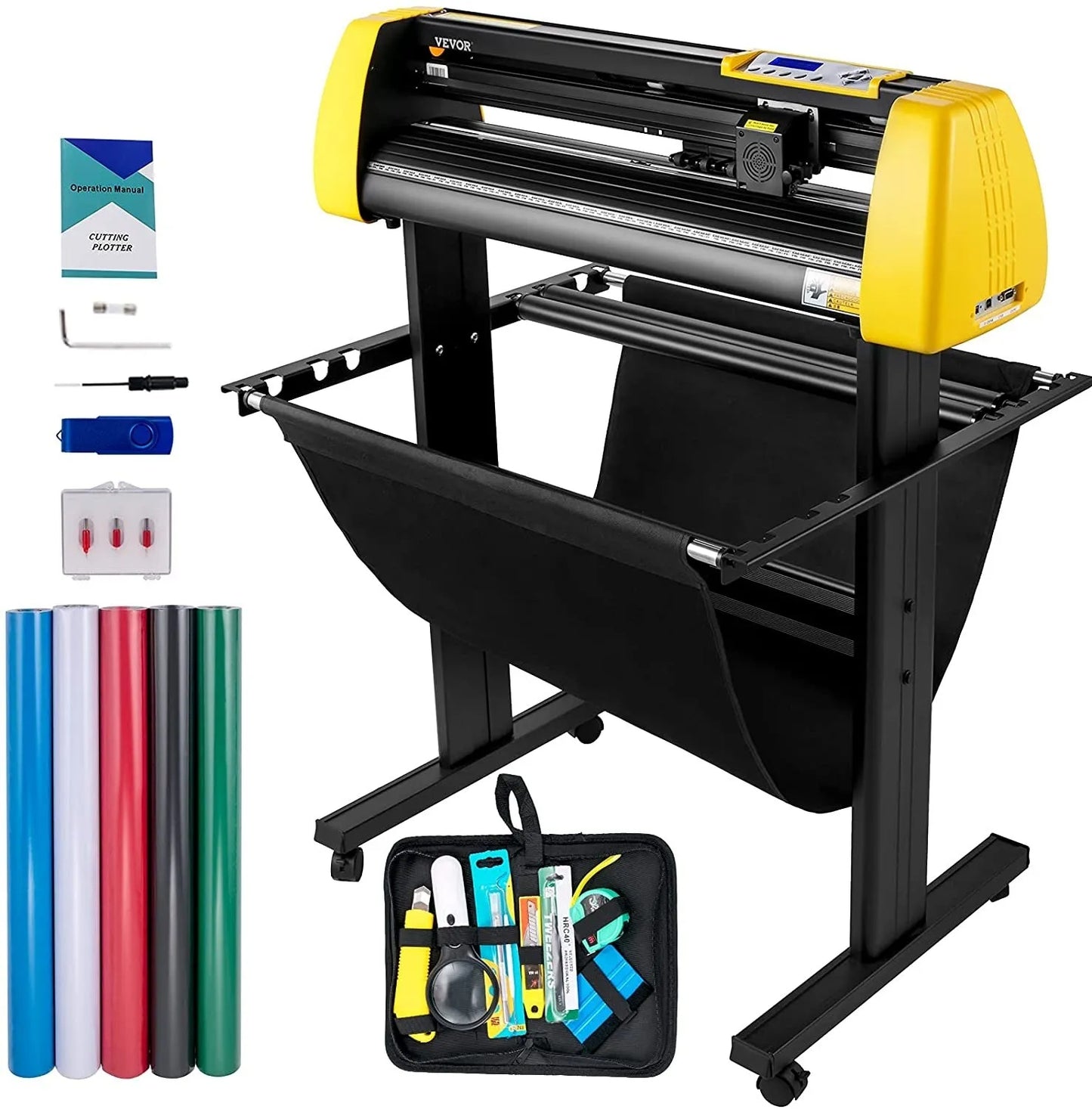 34" Vinyl Cutter/Plotter Sign Cutting Machine Software 3 Blades LCD Screen