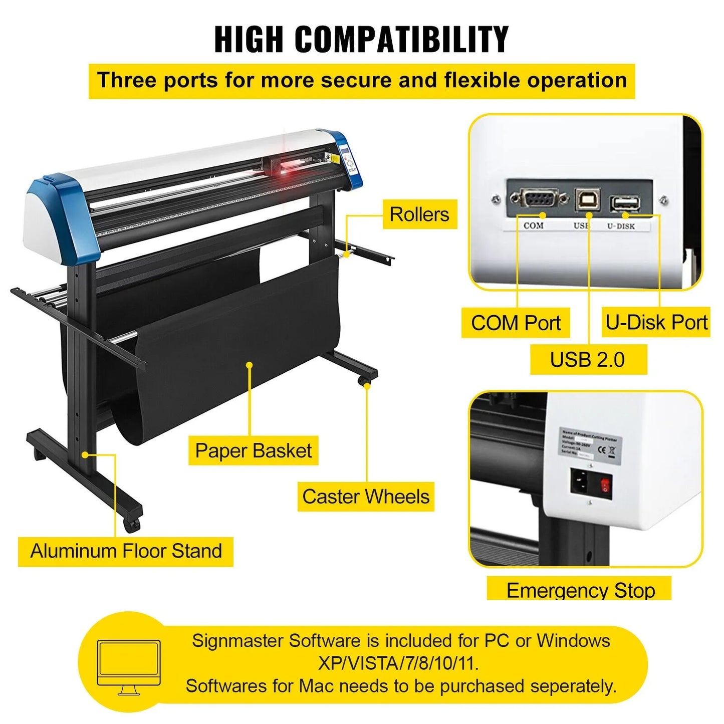 53-Inch Semi-Automatic Contour Vinyl Cutter Plotter Manual Positioning