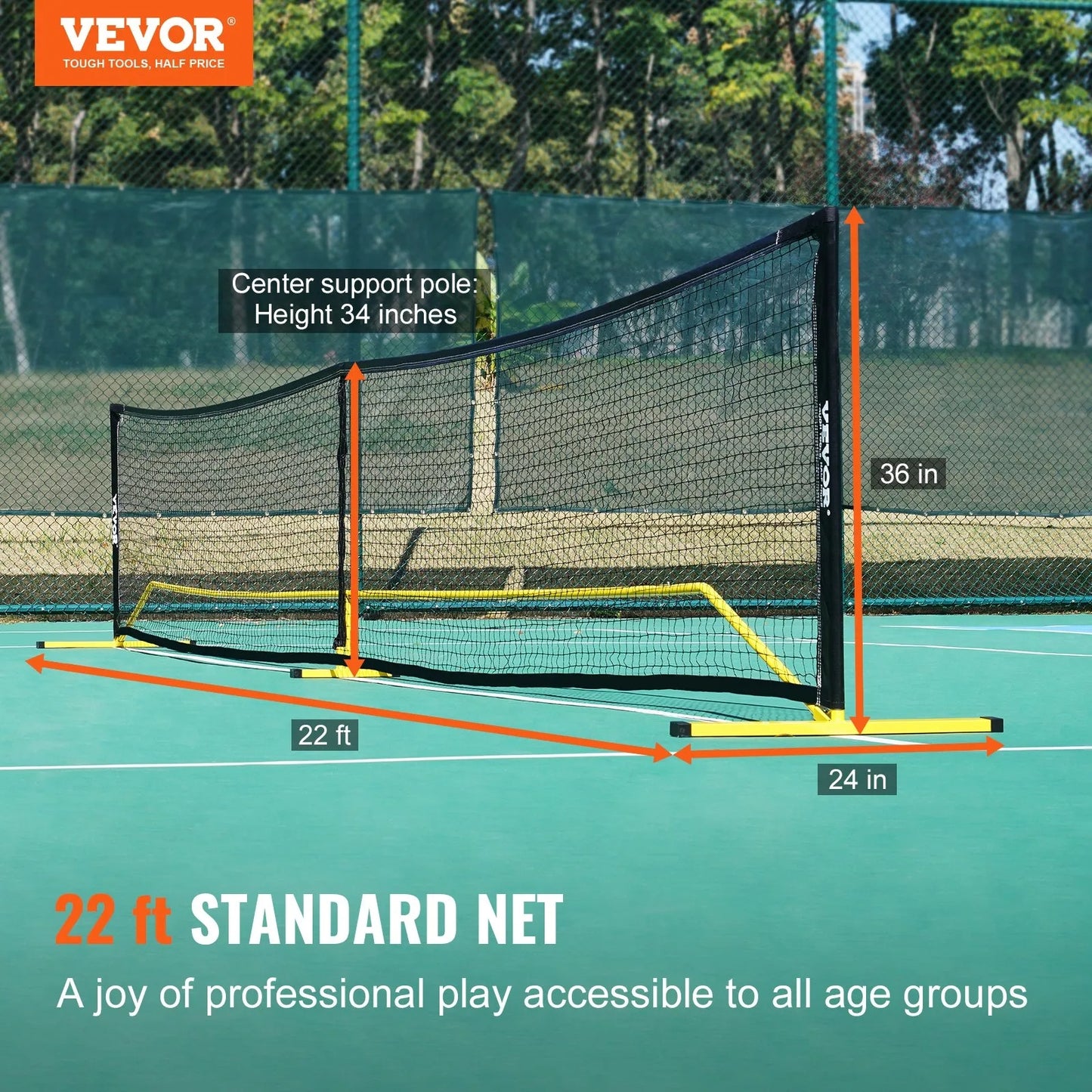Portable Pickleball Net System, 6.7 m Regulation Size Net, Weather Resistant Steady Metal Frame & Strong PE Net, Outdoor Game Sports Net with Carrying Bag, Easy Setup, Play in Backyard Driveway