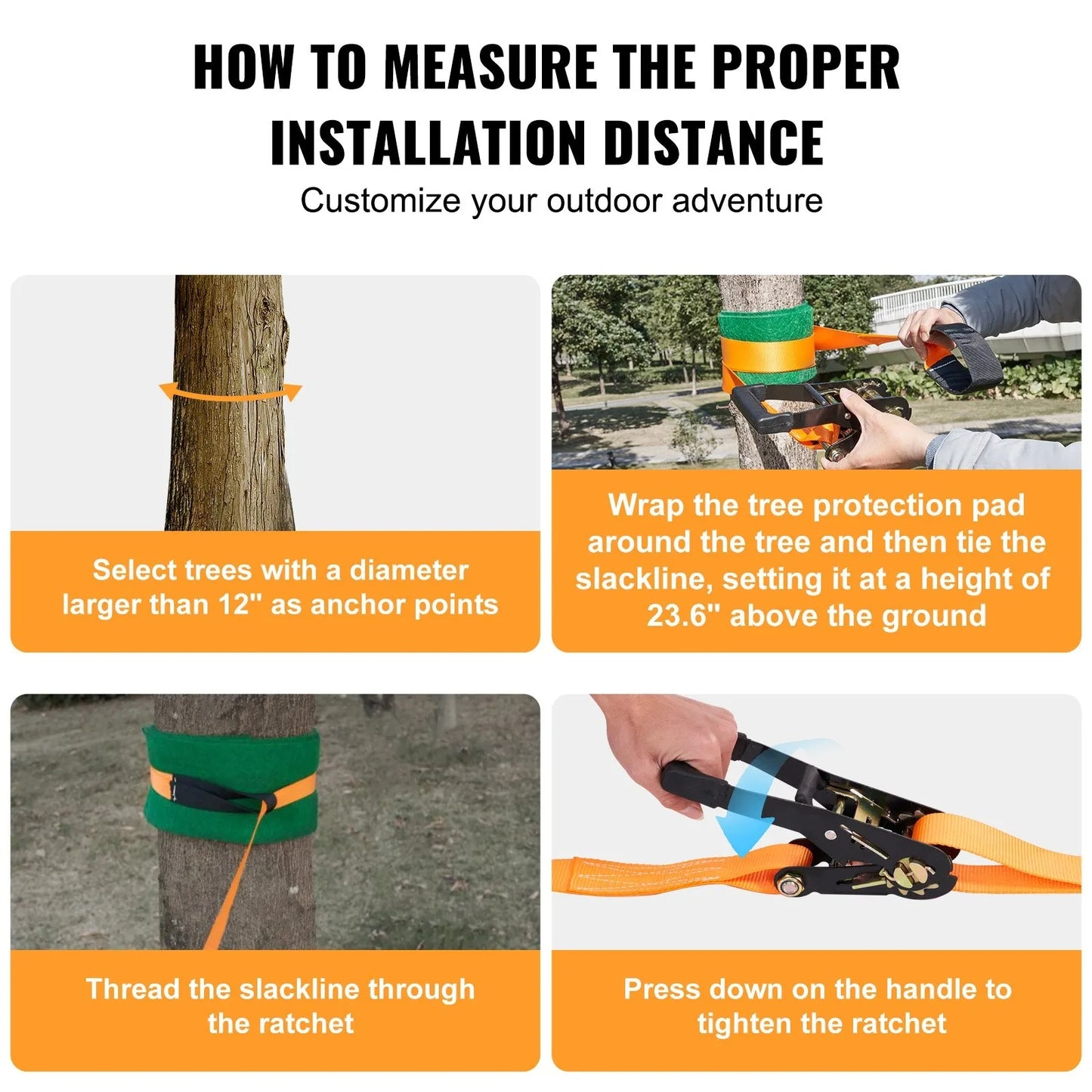 Slackline Kit with Training Line, 18.29 m Backyard Slack Line Equipment, Easy Setup Tight Rope for Kids Adults, Complete Slackline Set with Tree Protectors, Arm Trainer, Carry Bag, and Instruction