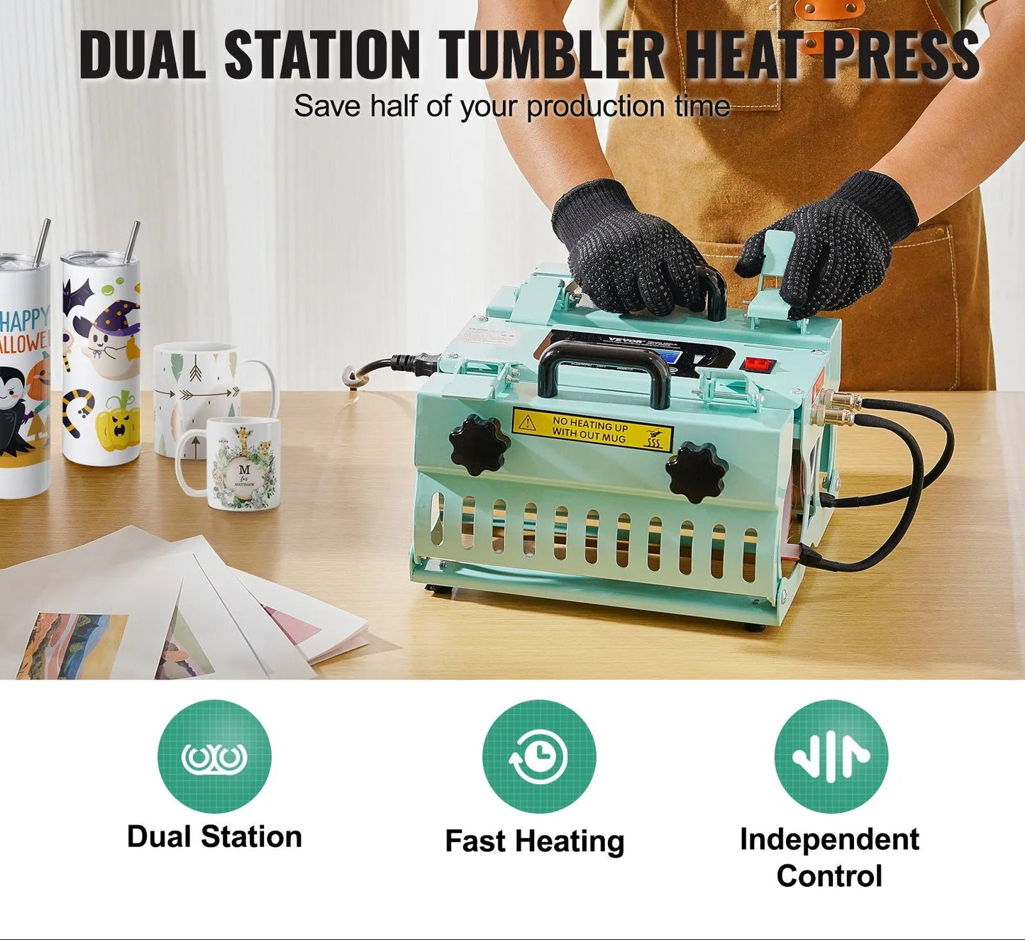 Tumbler Heat Press Machine 2 Station Heaters 311.8-850.5 g Mug Press Sublimation