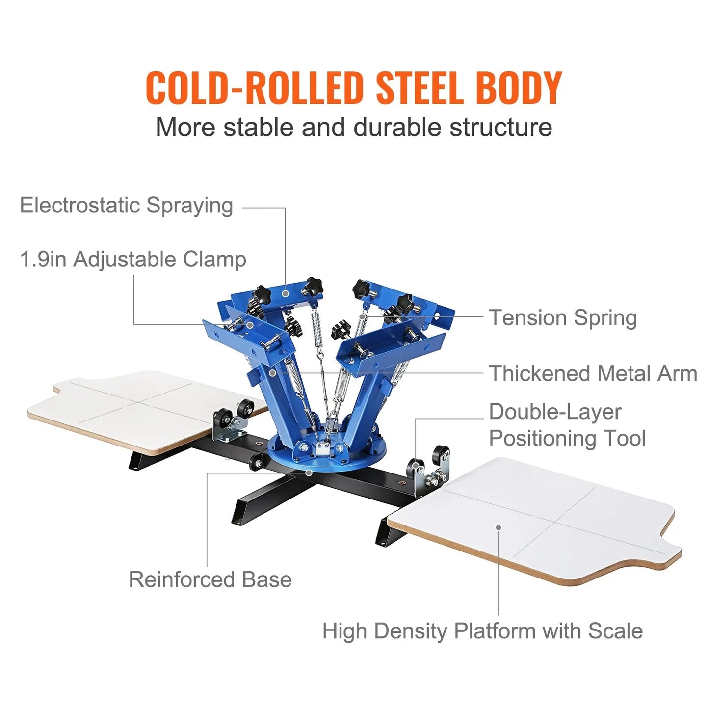 Screen Printing Machine, 4 Color 2 Station 360° Rotable Silk Screen Printing Press, 21.2x17.7in / 54x45cm Screen Printing Press, Double-layer Positioning Pallet for T-shirt DIY Printing