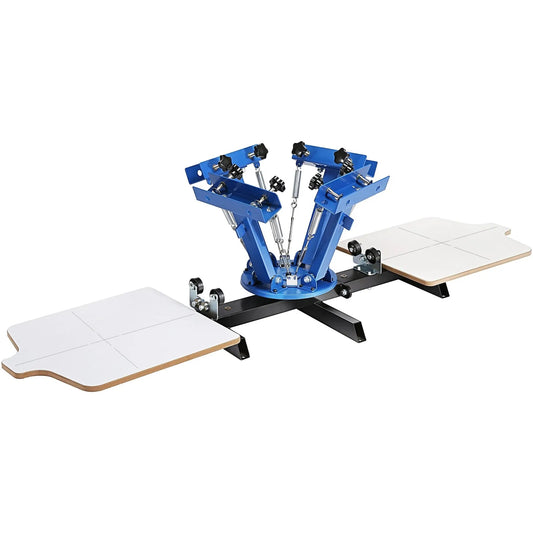 Screen Printing Machine, 4 Color 2 Station 360° Rotable Silk Screen Printing Press, 21.2x17.7in / 54x45cm Screen Printing Press, Double-layer Positioning Pallet for T-shirt DIY Printing