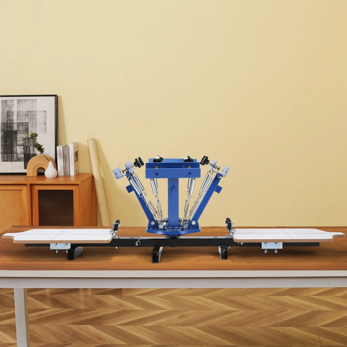 Screen Printing Machine, 4 Color 2 Station 360° Rotable Silk Screen Printing Press, 21.2x17.7in / 54x45cm Screen Printing Press, Double-layer Positioning Pallet for T-shirt DIY Printing