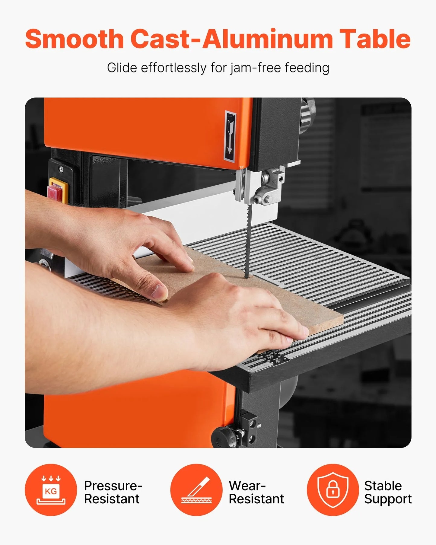 Band Saw, 229 mm, Woodworking Benchtop Bandsaw with 373W 1/2 HP Motor, 90 mm Max Cutting Height, 300 x 300 mm Cast Aluminum Table, 0-45° Tilting Range, with Miter Gauge, Fence, for Woodworking