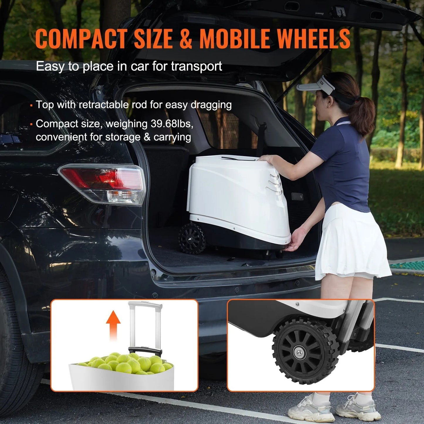 Tennis Ball Machine, Automatic Portable Tennis Ball Launcher, 150 Balls Tennis Training Practice Thrower, 5 Motors Multi-Mode Drills, 2+ Hours Play, Rechargeable Battery, App Remote Control