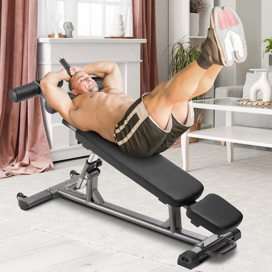 Sit Up Bench, Decline Ab Bench with Reverse Crunch Handle, with 4 Adjustable Height Settings, Heavy Duty Steel, 453 Kg Capacity, for Home Gym Workouts, Strength Training, Full Body Muscles