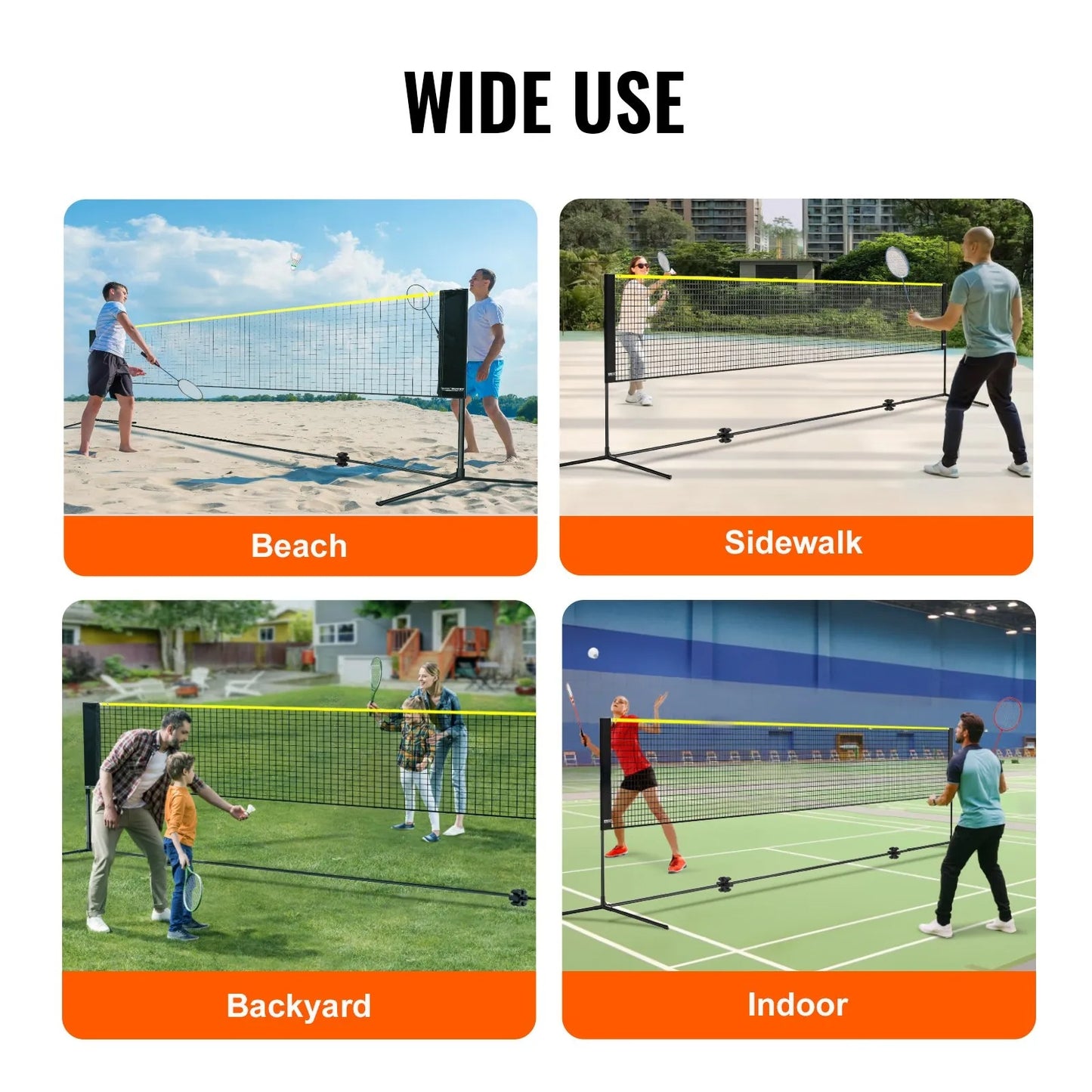 20ft Badminton Net Set Outdoor Portable Volleyball Pickleball Tennis Net