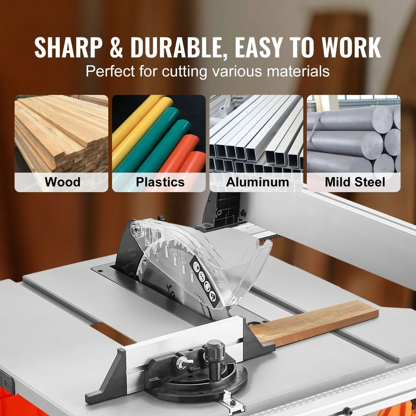 1800 W Table Saw Electric Cutting Machine, 625 mm Cutting Capacity, 4400 RPM, 85 mm 90° Crosscut Saw and 60 mm 45° Bevel Cut for Wood, Carpentry and Indoor/Outdoor Workshop