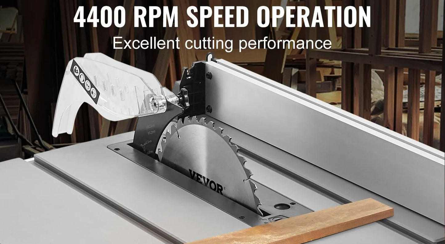 1800 W Table Saw Electric Cutting Machine, 625 mm Cutting Capacity, 4400 RPM, 85 mm 90° Crosscut Saw and 60 mm 45° Bevel Cut for Wood, Carpentry and Indoor/Outdoor Workshop