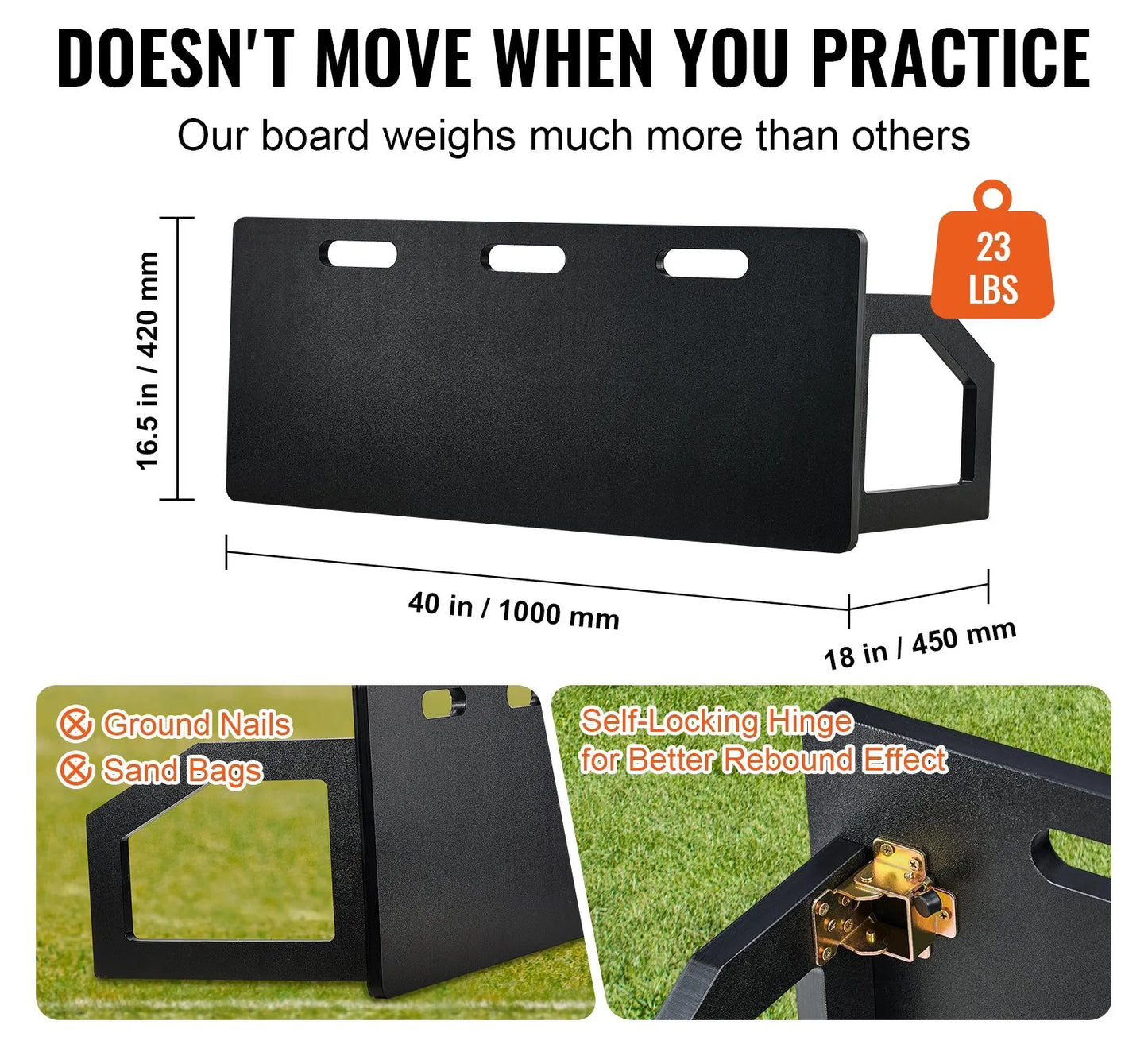 Soccer Rebounder Board, 101.6 x 40.6 cm Portable Soccer Wall with 2 Angles Rebound, Foldable HDPE Kickback Rebound Board, Soccer Training Equipment for Kids and Adults, Passing & Shooting Practice