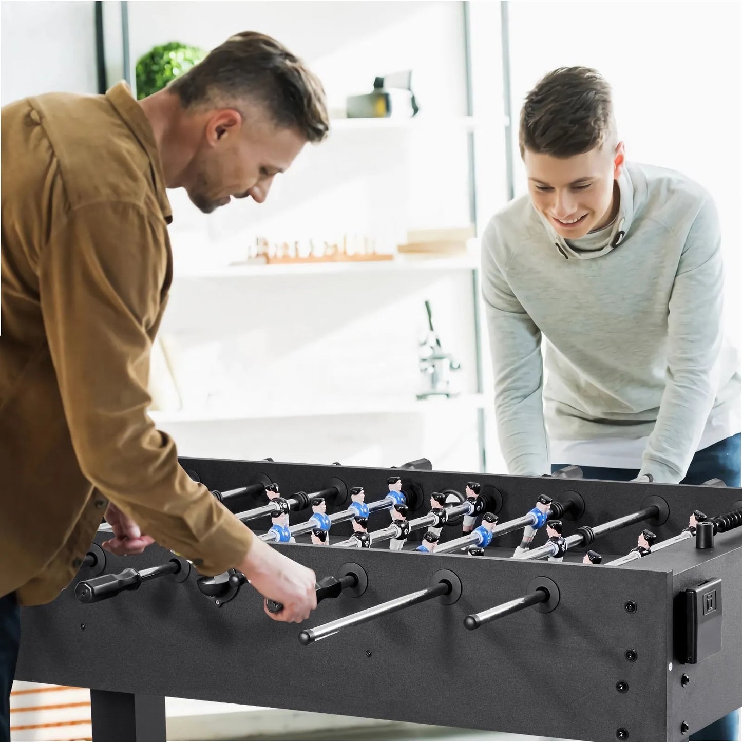Foosball Table, 137 cm Standard Size Table, Indoor Full Size Foosball Tables for Home, Family, and Game Room, Durable Soccer Set, Includes 4 Balls, Score Keeper, and 2 Cup Holders